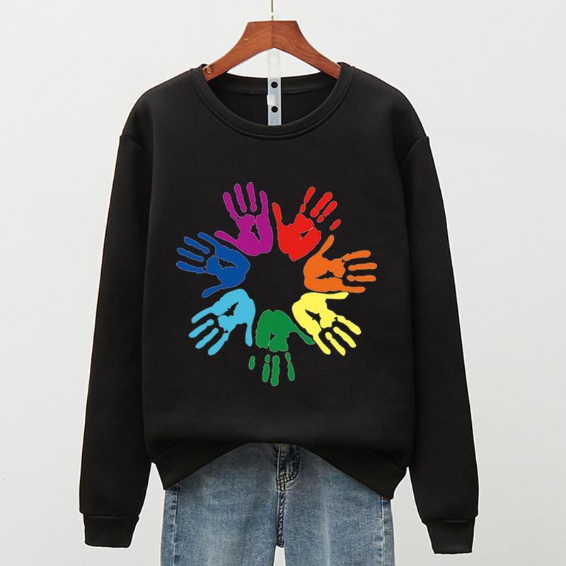 

Streetwear Tops Women' Hoodie Harajuku Multicolored Palms Print Funny Winter -3XL Oversize Casual Women Sweatshirts Hoodies, K3056black