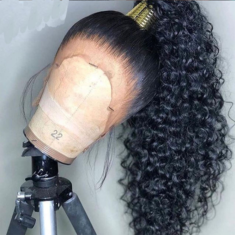 

26Inch 180%Density Natural Black Soft Long Brazilian Curly Free Part Glueless Lace Front Wig For Women With Baby Hair Daily Wigs comfortable