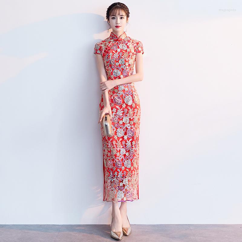 

Ethnic Clothing Chinese Dress Red Lace Be Engaged Qipao Dresses Wedding Cheongsam Cheongsams Traditional China DressEthnic