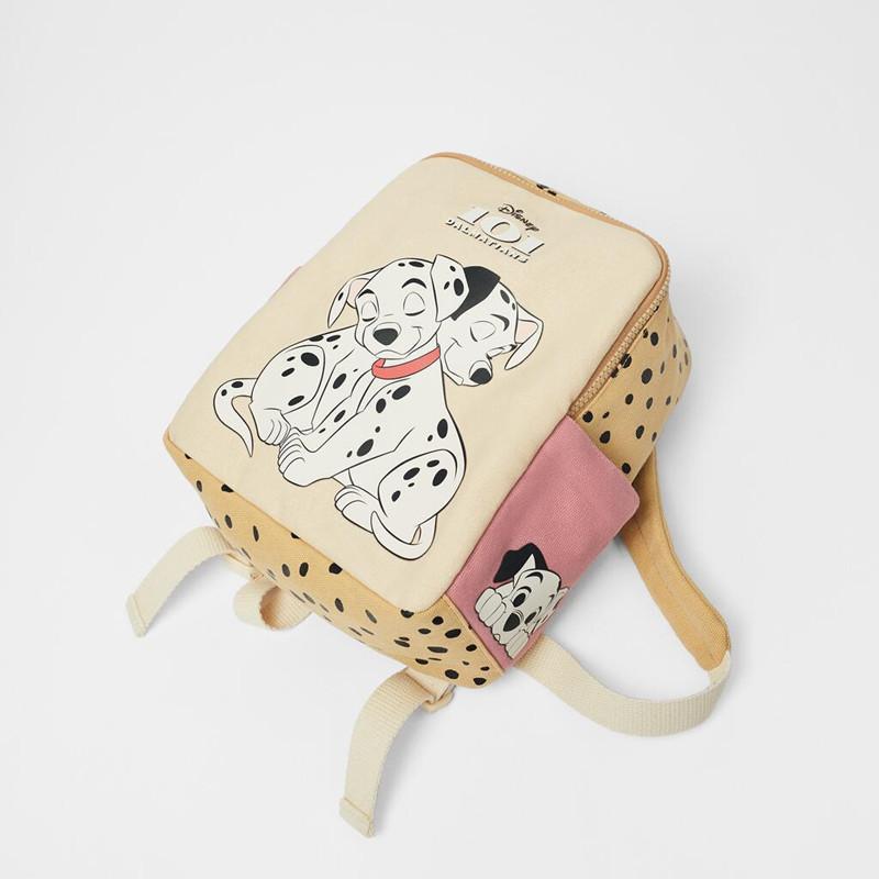 

School Bags Dalmatian Black And White Spots Dog Cotton Canvas Children's Backpack Kindergarten Cute Small Bag