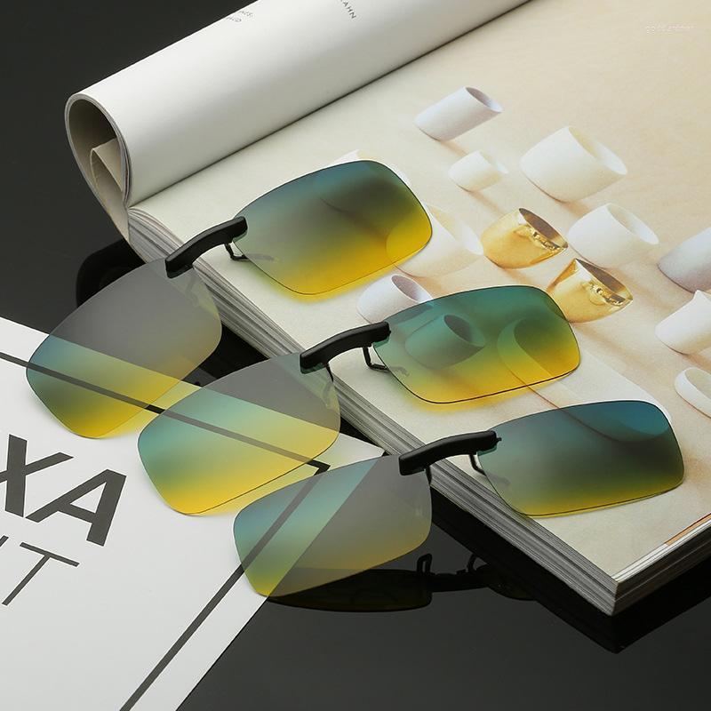 

Sunglasses Rimless Polarized Clip On Glasses Driving Men Sun Night Vision Gradient Lens Outdoor Eyeglasses UV400Sunglasses Godd22