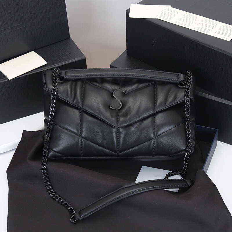 

3ASoft Sheepskin Women Loulou Puffer Shoulder Crossbody Bags Classic Envelope Bag Chain Cross Designer Handbags Purse, Style 1