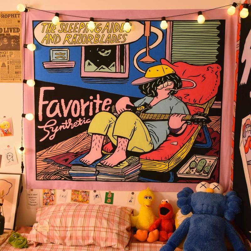 

Tapestries Tapestry Wall Hanging Bedroom Decor Blanket Hippie Background Illustrations Mural Gobelin Tapiz Decoration Kawaii