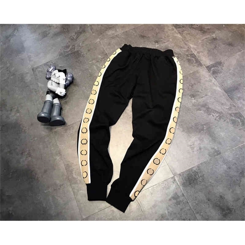 

2022 High Quality new special offer side double serial label color blocking yellow stripe guard casual Terry sports necking pants hair C968, Gray