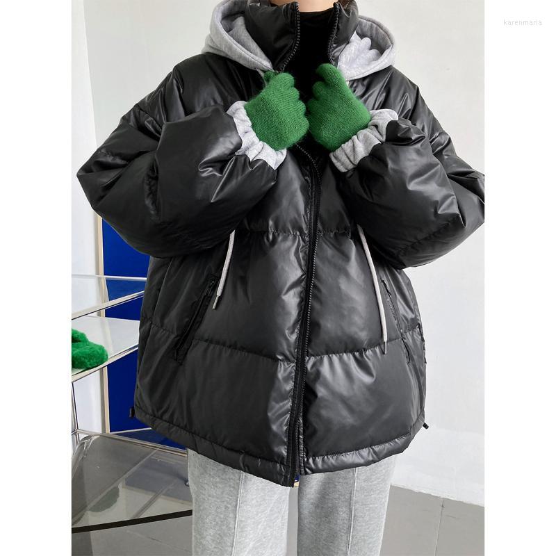 

Women's Down & Parkas Removable Hooded Zipper Up Front Glossy Coat Green / Black Kare22