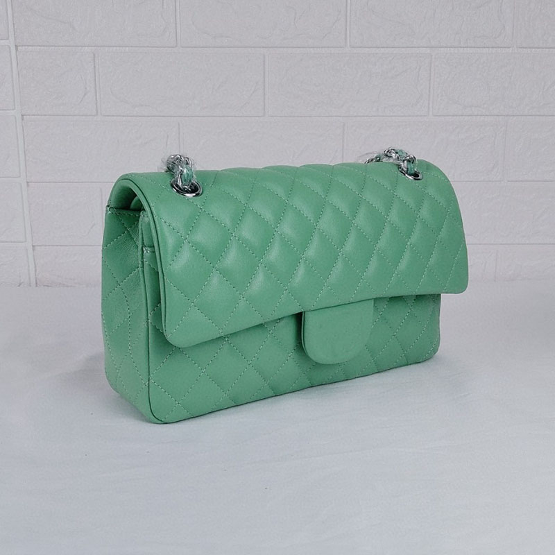 

Women Classic Rectangle Flap Lambskin Quilted Bags Real Leather Gold/Silver Metal Hardware Matelasse Chain Crossbody Shoulder Handbag Pochette Sacoche Purse 25CM, Box