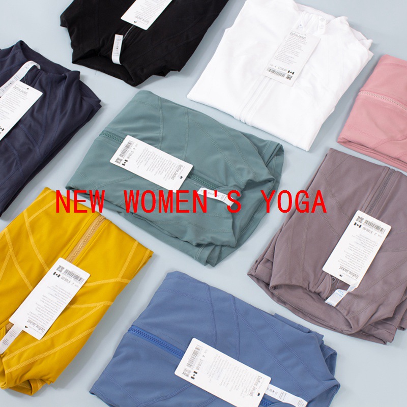 

Fitness Women Sports Jacket Top Stand-up Collar Half Zipper Long Sleeve Tight Yoga Shirt Gym Thumb Athtic LU Coat Gym Clothing wholesale LULULEMEN, 023