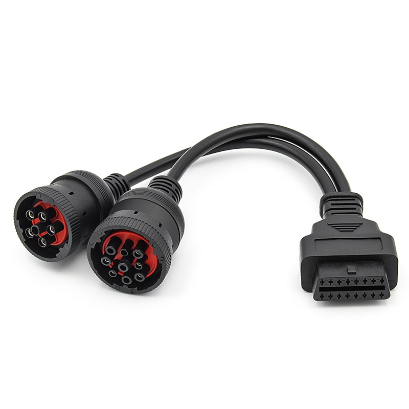 

Newest Deutsch J1939 9Pin To 16Pin /J1708 6Pin To OBDII 16Pin Female Adapter Car Diagnostic Cable and Connector