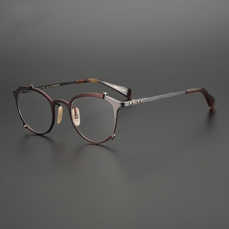

Fashion Sunglasses Frames Vintage Eyeglasses Frame Ultra Light Pure Titanium IP Plating Irregular Design Myopia Optical Glass Japan Style Or