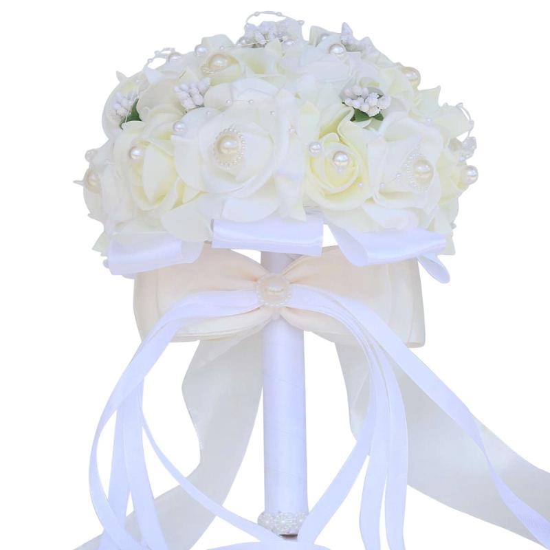 

Wedding Flowers Simple Cute PE Foam Bouquets Bridesmaid Bouquet Pearl Ribbon Bridal Holding Artificial Mariage FW009Wedding
