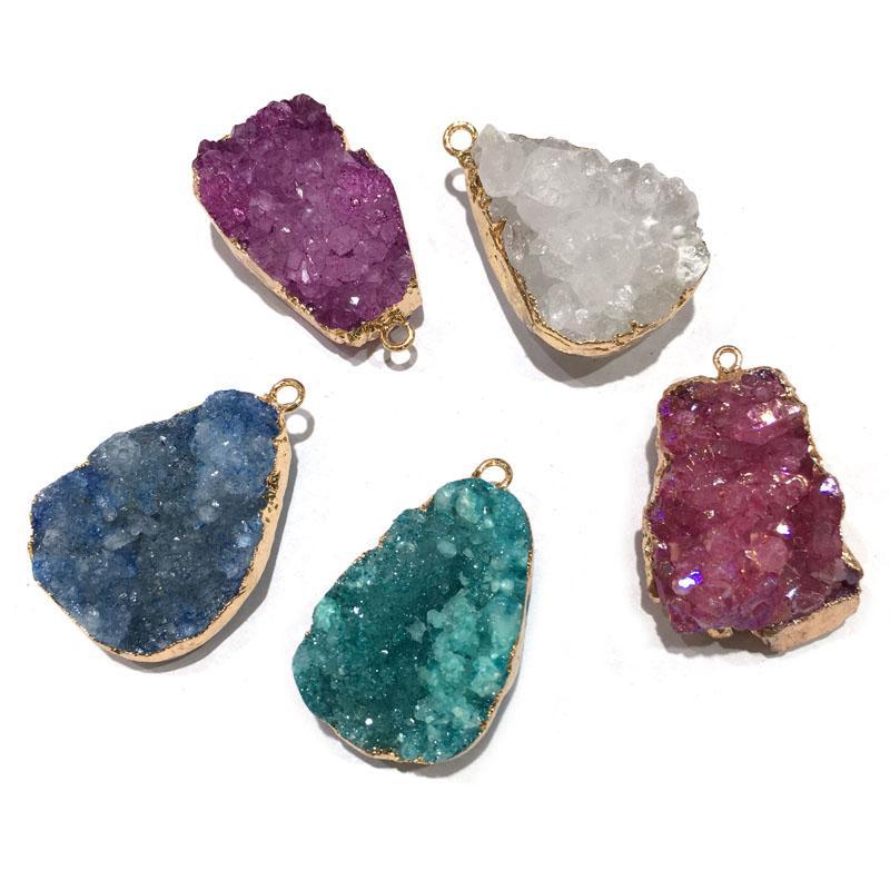 

Pendant Necklaces Natural Stone Crystal Cluster Necklace Pendants For Jewelry Making DIY Accessories Size 28x45mm
