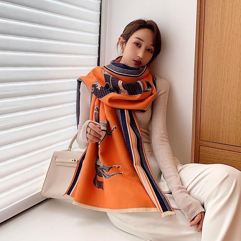 

Scarves Winter Women Cashmere Scarf Luxury Design Warm Pashmina Blanket Horse Female Shawl Wraps Thick Foulard BufandaScarves