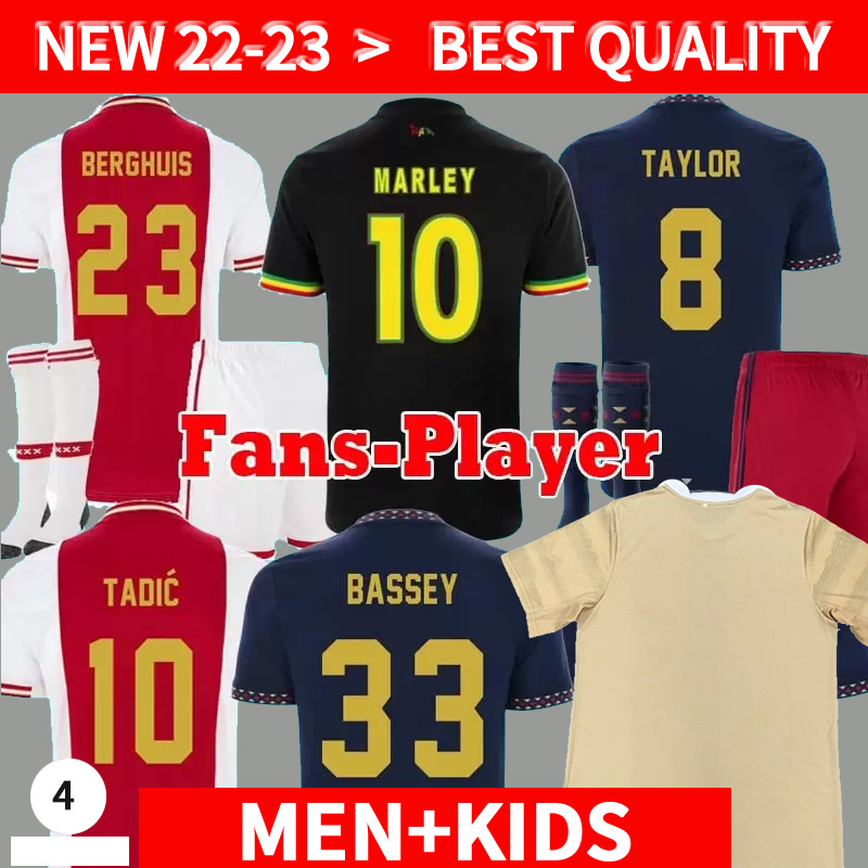 

22 23 Bob Marley Soccer Jerseys player version TADIC football shirts BERGHUIS HALLER Third black Kit BLIND KLAASSEN GRAVENBERCH 2022 2023 men kids sets uniform, 2223 away