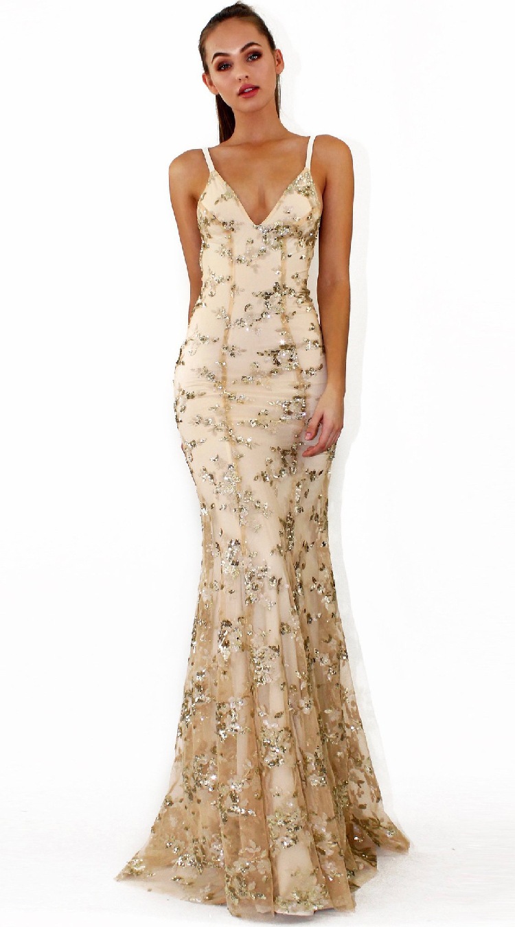 Robes de soirée grises Dernière fête Cocktai Prom Col en V Dos nu Femmes Sexy Spaghetti Strap Sans manches Paillettes Soirée Maxi robe Taille S-2