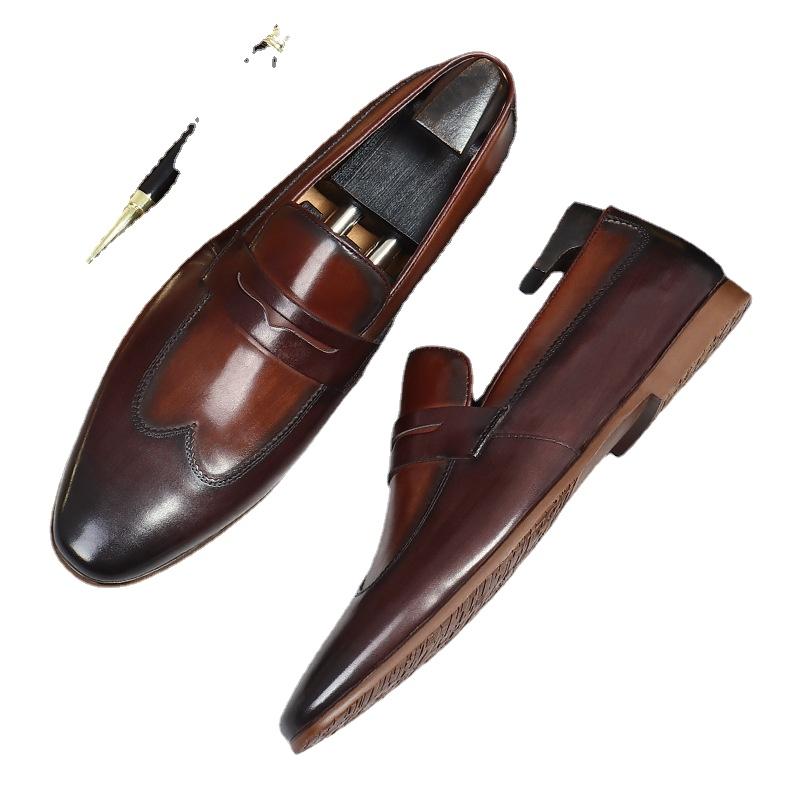 

Dress Shoes 89276 Summer Casual Soft-soled Breathable Leather Zapatos De Hombre, Red-brown