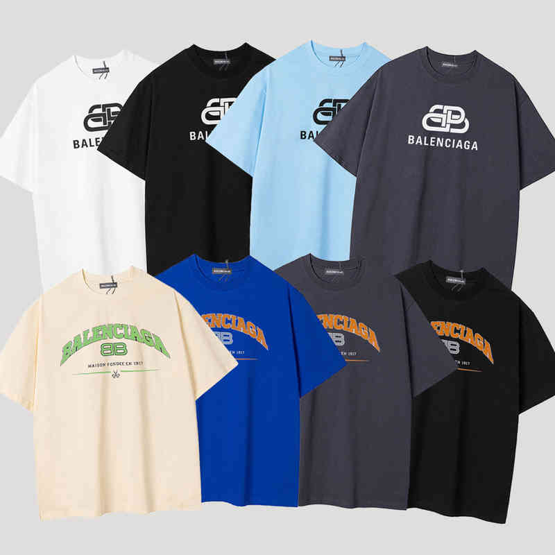 

Paris b Short Sleeve Men and Women 2022 Summer Fashion Brand Trend Student Pure Cotton Couple T-shirt Loose, Black # latch