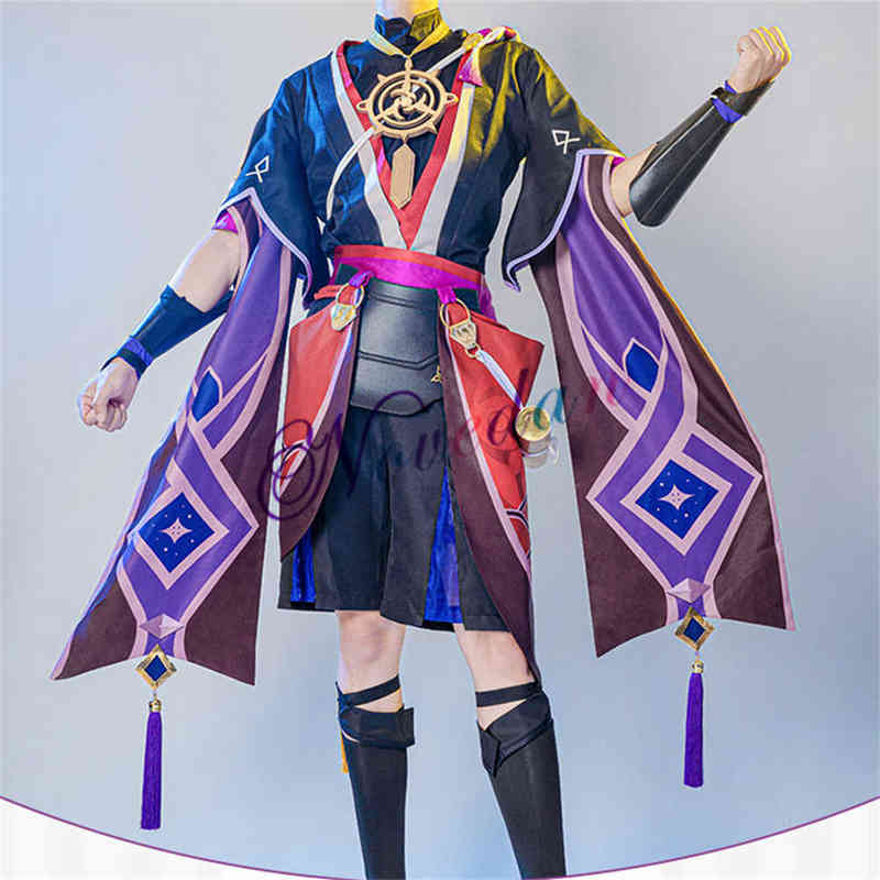 

Genshin Impact Scaramouche Cosplay Outfit Game Suit Anime Wig Genshin Cosplay Come Carnival Party Dress Hat Full Set Y220516