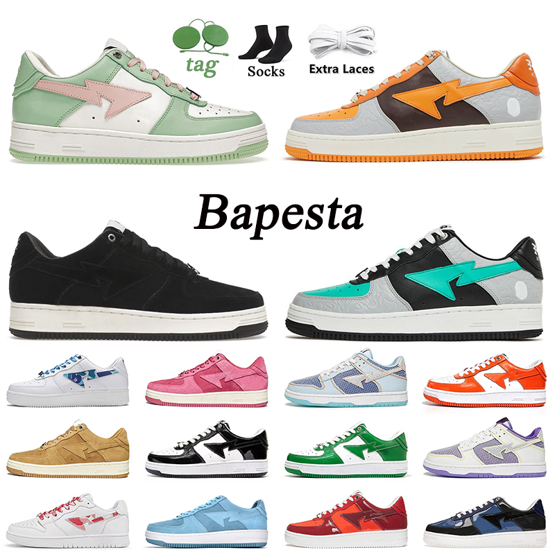 

2022 Bapestas Designer Casual Shoes Womens Mens Bape shoe sta Sk8 Pastel Pack Green Black Suede Leather Patent M2 Grey Orange Platform Sneakers Bapesta Sta1 Trainers, #6 color camo combo red 36-45