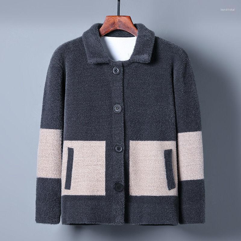 

Men's Wool & Blends 2022 Autumn Winter Men Thick Coats Turn Down Collar Male Fashion Blend Jackets Outerwear Casual Warm Trench B554 Kend22, Gray shuanghuang