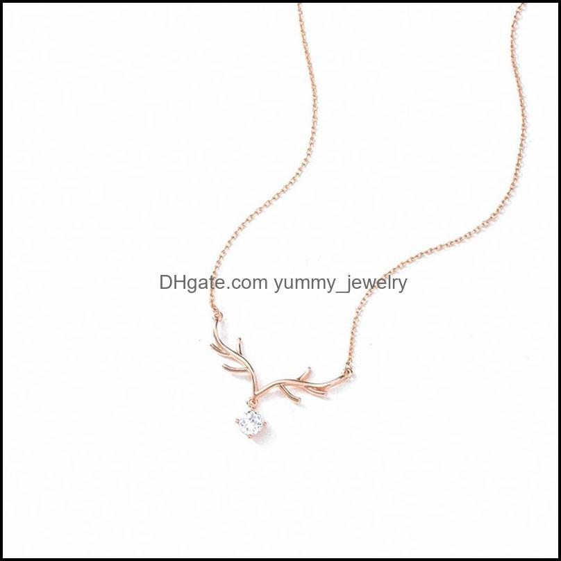 

Pendant Necklaces Pendants Jewelry Timeonly Elegant Antlers Bling Cubic Zircon Choker Small Linked Metal Chain Necklace For Women Ladies J