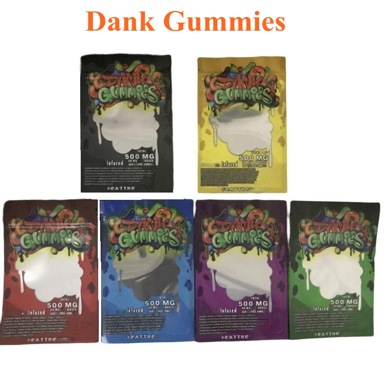 

500MG DANK GUMMIES EDIBLES mylar bags 6 types INFUSED MEDICATED smell proof packing bag 420 plastic canna package zipper edible packaging baggies