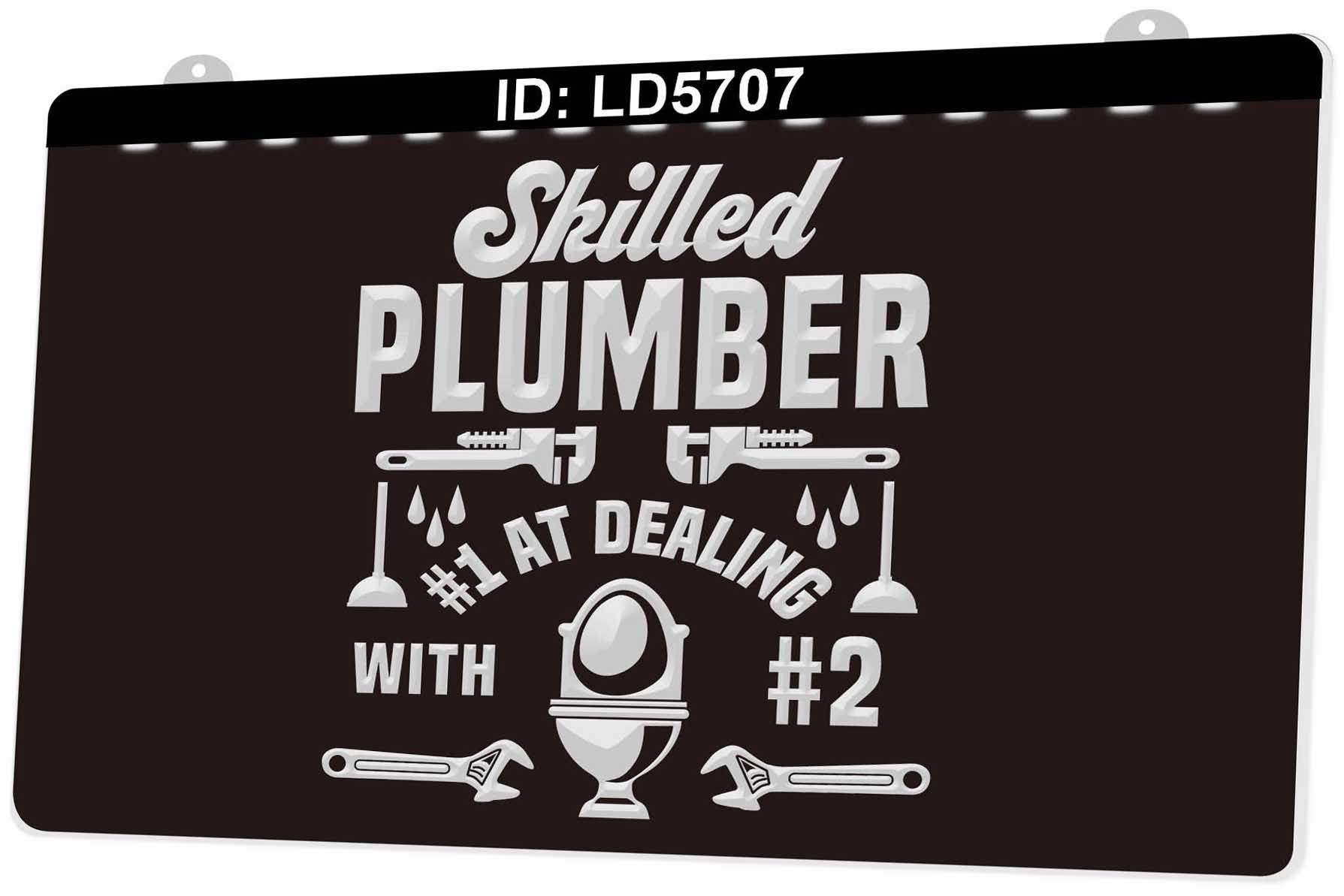 

LD5707 Skilled Plumber Light Sign LED 3D Engraving Wholesale Retail