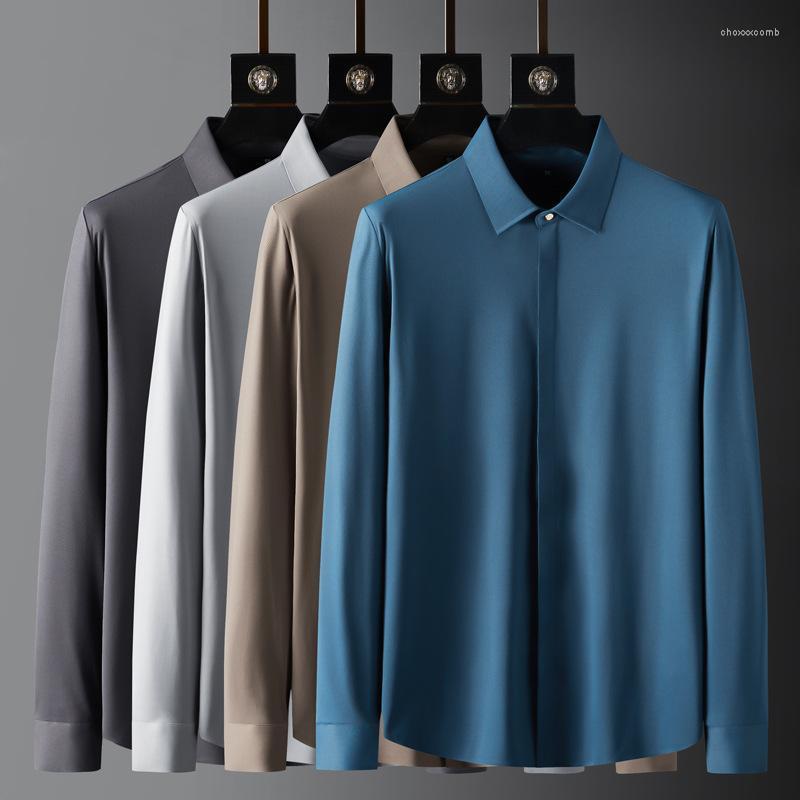

Men's Casual Shirts 2022 Autumn Luxury Long Sleeve Business Solid Color Male Fashion Slim Fit Man Plus Size 4xl, Dark grey