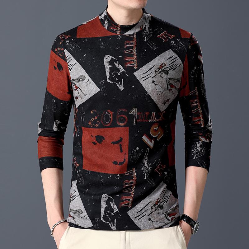 

Men's T-Shirts Big Size Velvet Winter Fleece T Shirts Large Plush Blouse Plus Tops Fashion Printed Stretch Mens Clothes Long SleevesMen's, Blue