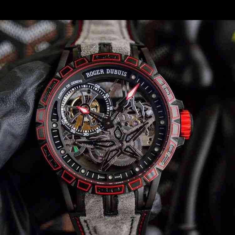 

Mens Wristwatch Roge Dubihaujue Series Automatic Mechanical Tourbillon Hollow Out Fashion Leisure Watch, Black