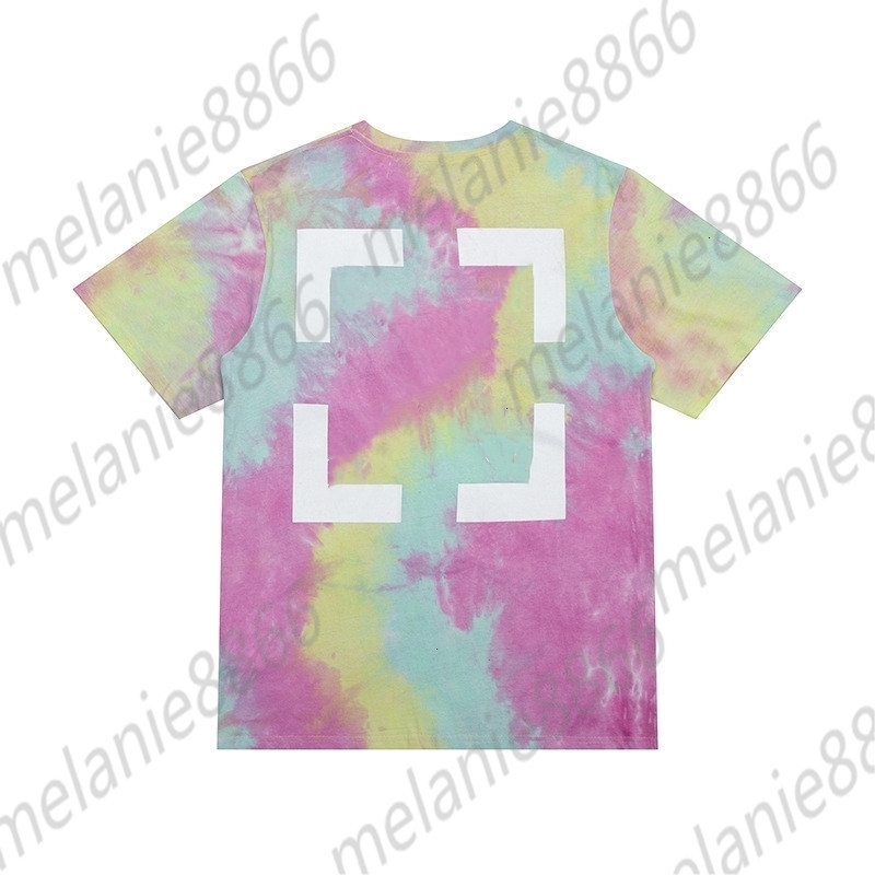 Off Style White 2022 Women's and Men's T-shirts Ow Front New Embroidery Back Arrow Gradient Blue Rendering Short Sleeve T-shirt