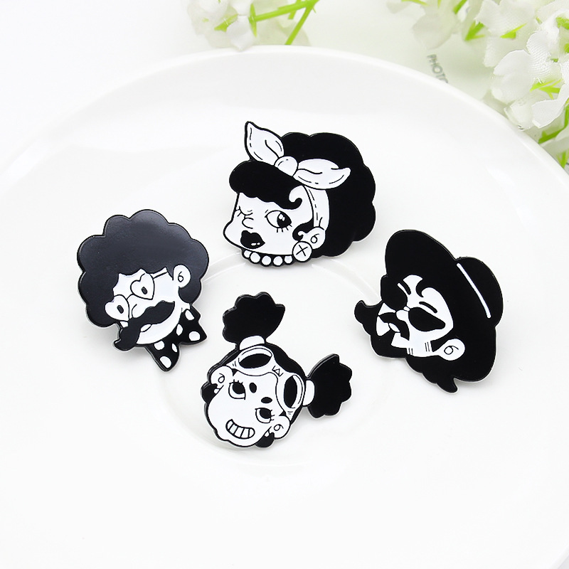 

Mqhh creative personality black character avatar Brooch clown Sunglasses boy smiling face girl alloy badge jewelry