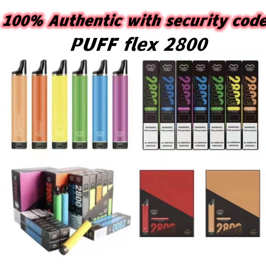 

100% Authentic cigarette Puff Flex 2800 puffs disposable vapes 23 colors 1500mAh Battery 10ml