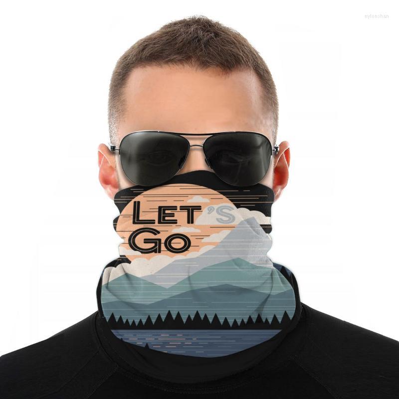 

Scarves Let's Go Camping Mountains Scarf Neck Face Mask Men Women Halloween Tube Tubular Bandanas Polyester Headwear Biking HikingScarve
