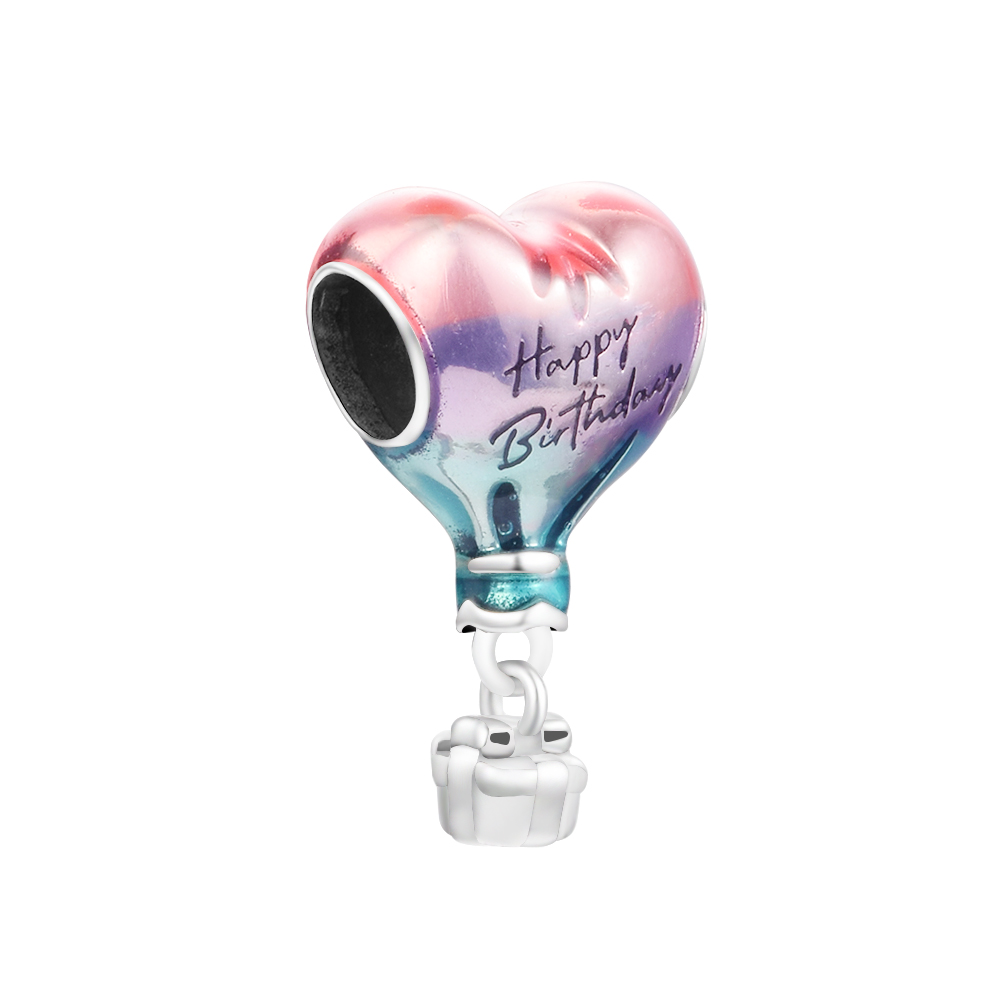 

Happy Birthday Hot Air Balloon Charm Silver Beads For Jewelry Making Fits Chairms 925 Pandora Bracelet & Bangle Fashion Jewelry Mother's New Present