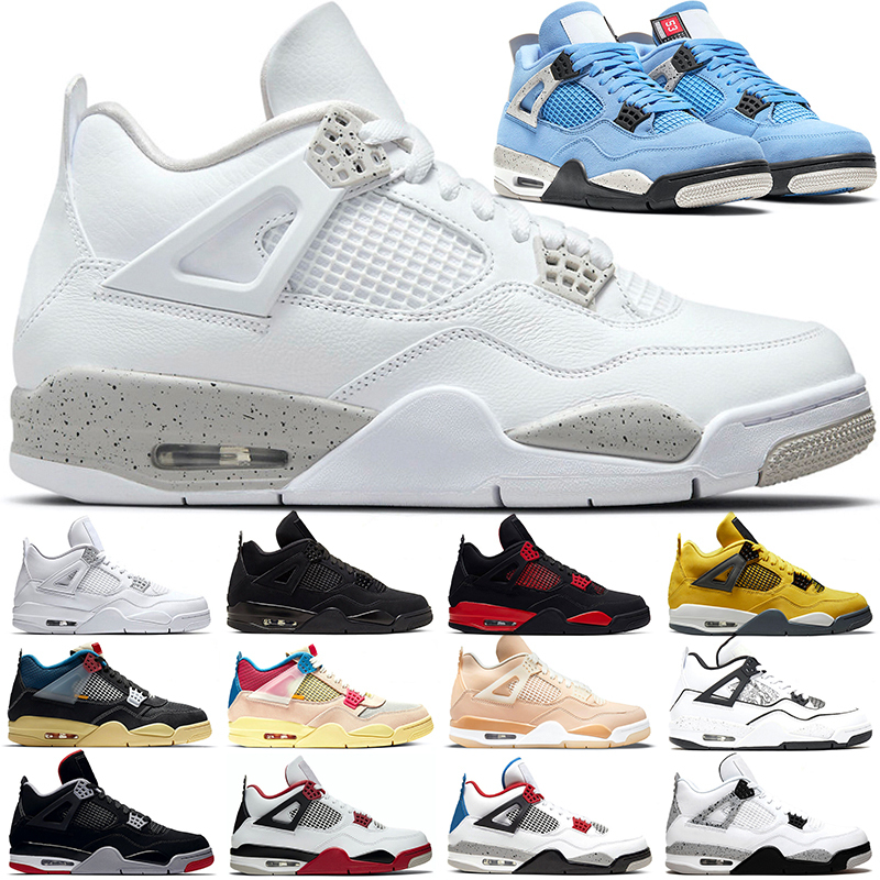 

4s Basketball Shoes 4 Men Women Black Cat Red Thunder Lightning University Blue White Oreo Bred Pure Money What The Mens Trainers 5.5-13, #1 red thunder 36-47