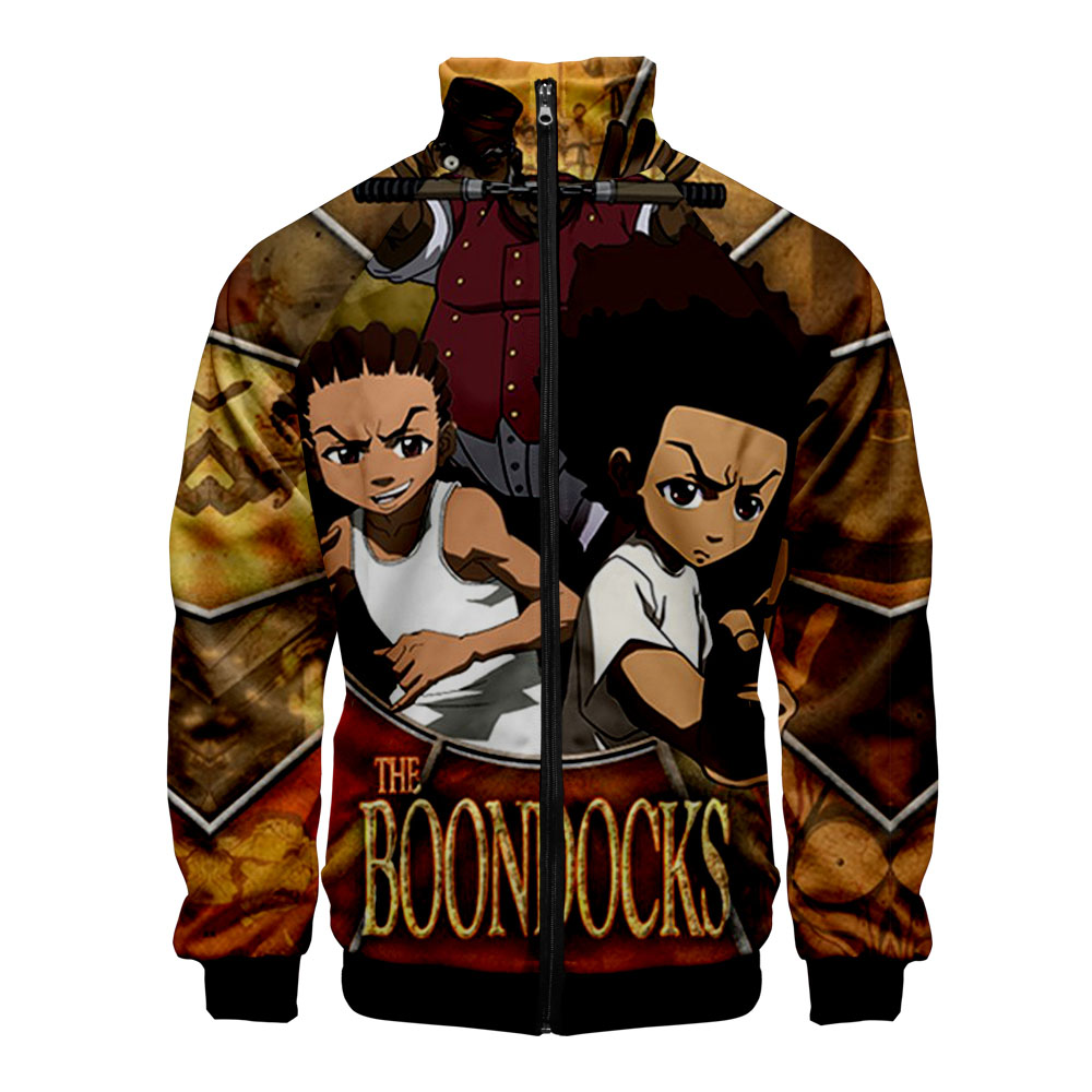 

The Boondocks 3D hoodie Stand Collar Zipper Jacket Women/Men Long Sleeve Jackets Casual Streetwear Unisex Oversized Clothes, 001