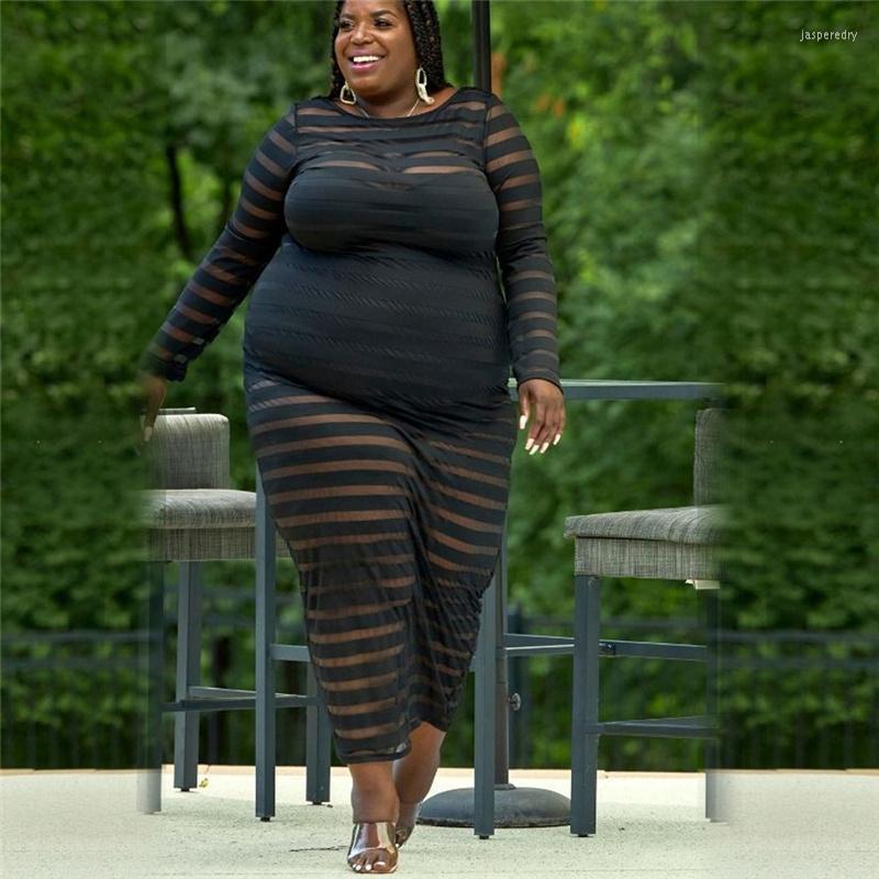 

Plus Size Dresses Fall Backless Women Clothing Lace Black Mesh Dress Bodycon Sexy Long Sleeve Wholesale DropPlus Jasp22