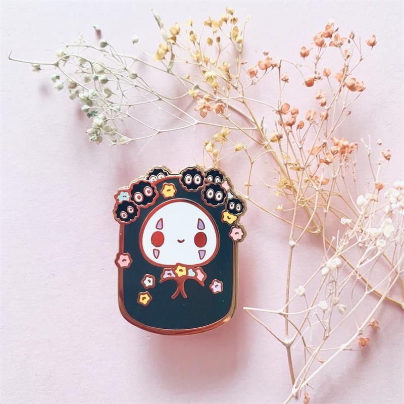 

Unique No Face Man Women Black Enamel Pin Kawaii Cartoon Animals Brooch Anime Fan Collection Badge Gifts, As picture
