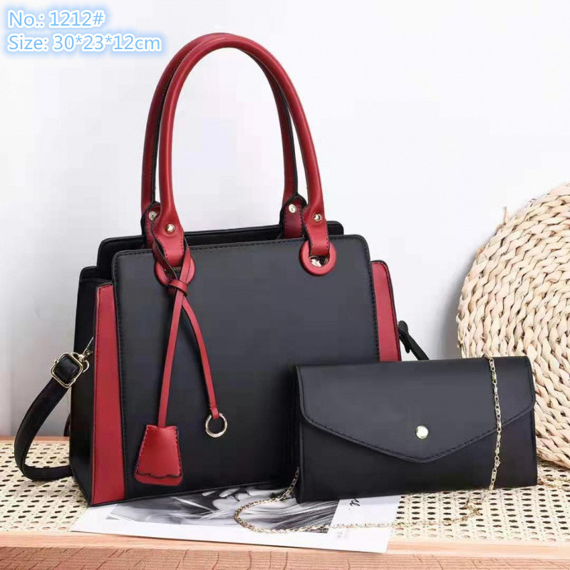 

Wholesale womens leathers shoulder bags simple Joker contrast leather handbags large capacity compartment two-piece women handbag color matching fashion bag, Brown-1212#