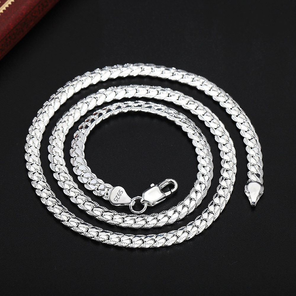 

S925 Sterling Silver Gold Silver 18/20/22/24 Inch Side Chain Necklace For Women Men Fashion Jewelry Gifts