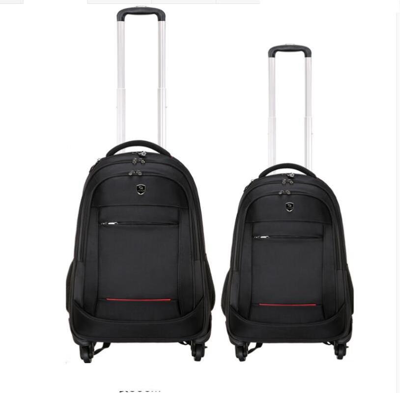 

Duffel Bags Travel Trolley Backpack On Wheels Wheeled Carry Hand Luggage Suitcase Bag Cabin BagDuffel, Black 20 inch