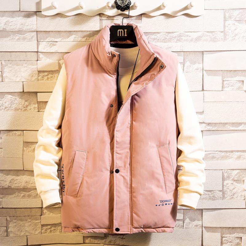 

Men's Vests -5XL Plus Size Thicken Classic Sleeveless Autumn Jacket Stand Collar Solid Color Side Pockets Quilted Puffer Vest Outwear Kare2, Pink waistcoat mens