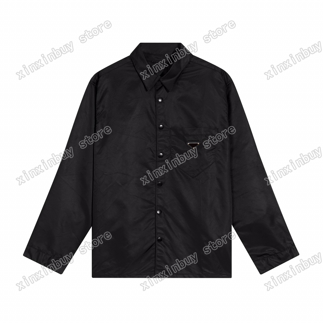 

22ss Men Women Designers Jackets Nylon Metal triangle label pocket Lapel Neck Man Fashion Streetwear black S-XL