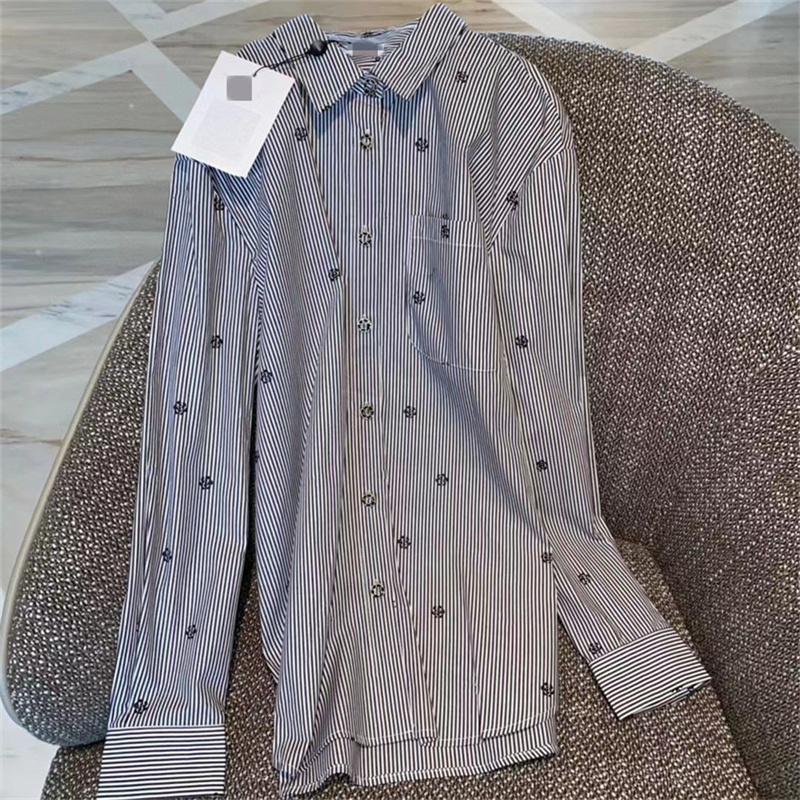 

Elegant Women' Blouses & Shirt Lapel Off Letter Shoulder Ribbon Stitching Sleeve Shirts Casual Loose Thin Top, Gray