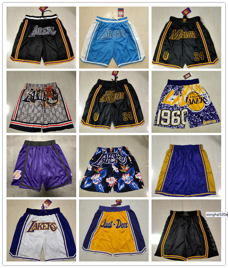 

Los Angeles''Lakers''men Throwback Basketball Shorts pocket purple, Color