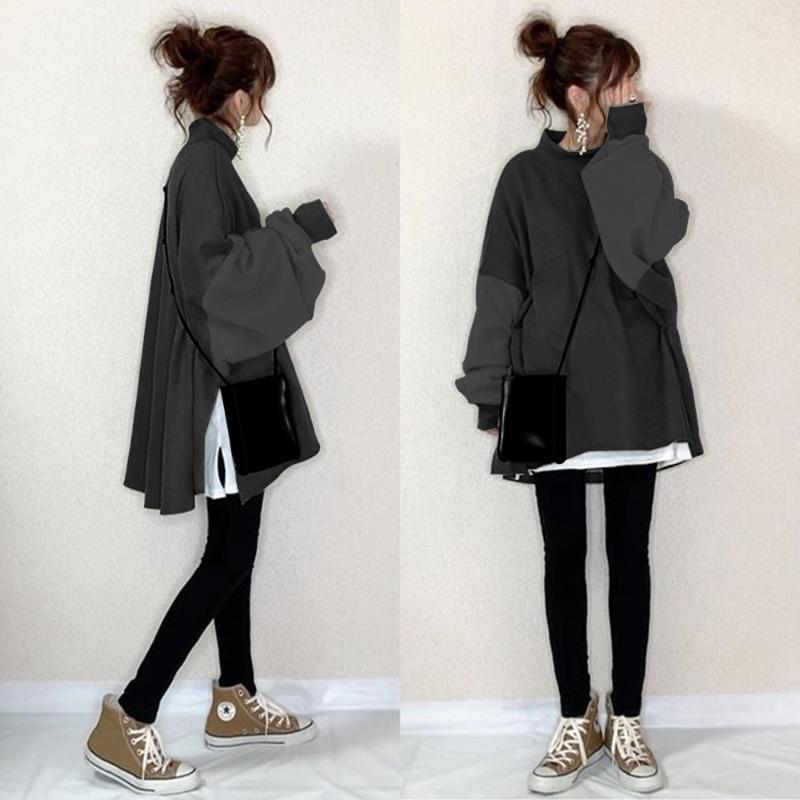 

Women's Hoodies & Sweatshirts Women Harajuku Hoodie Autumn Pullover Casual Fashion Simple Preppy Top Oversize Loose Young Girl Outwear Sweat, Gray