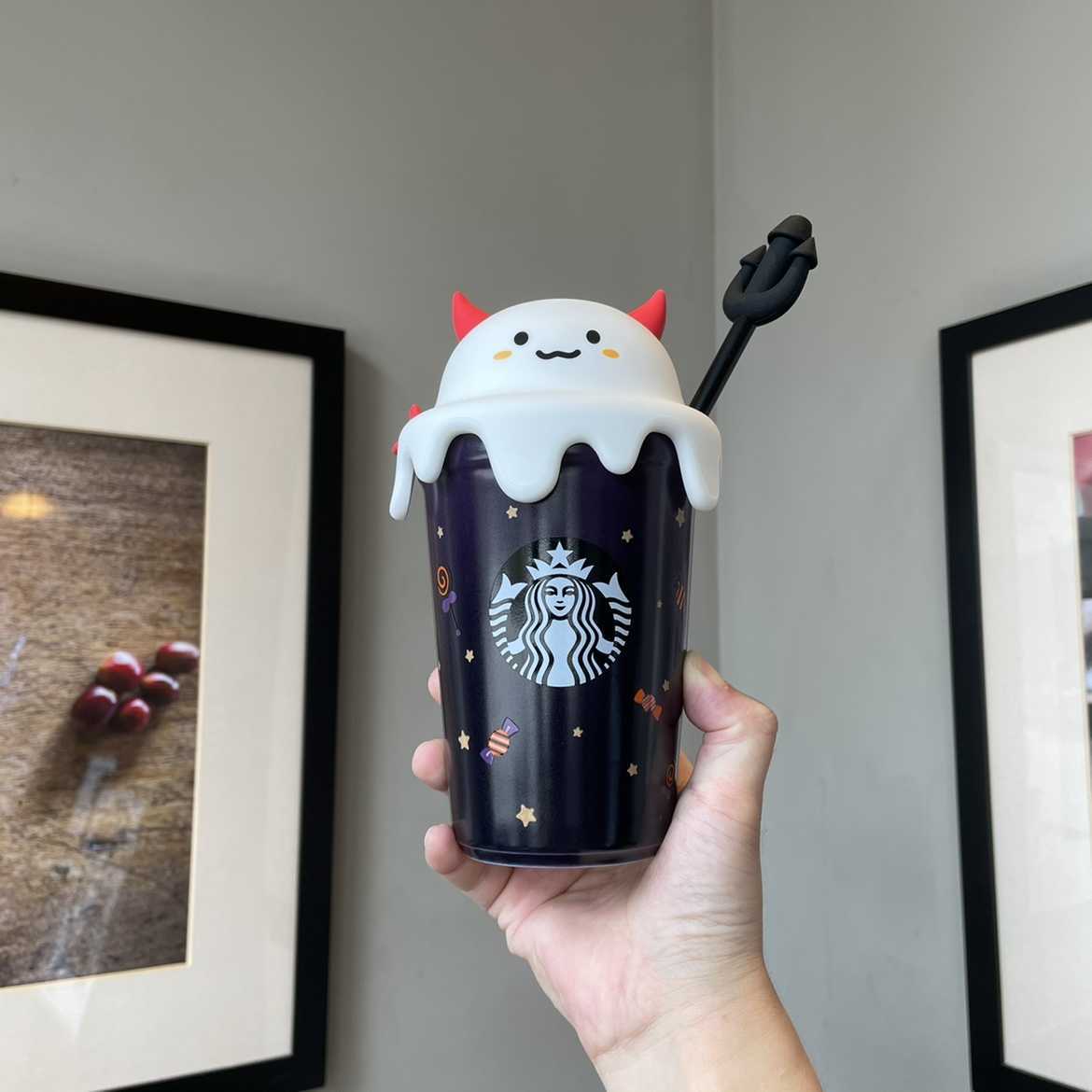2021 Starbucks cup Halloween naughty little ghost mark straw water cup 473ml-image-760853252