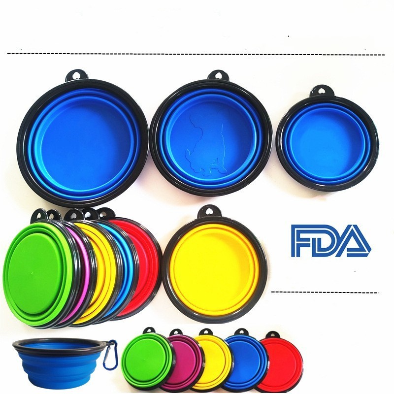 

Foding Bowls for Pet TPE Three Size Silicon Dog And Cat Portable Bowl Feeders In door or Outdoor With Carabiner