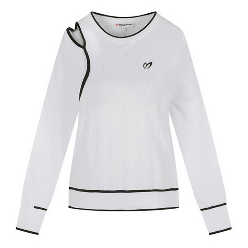 

MASTER BUNNY autumn/winter women's knitted sweater round neck pierced shoulders self-cultivation comfortable golf wear 220619, White