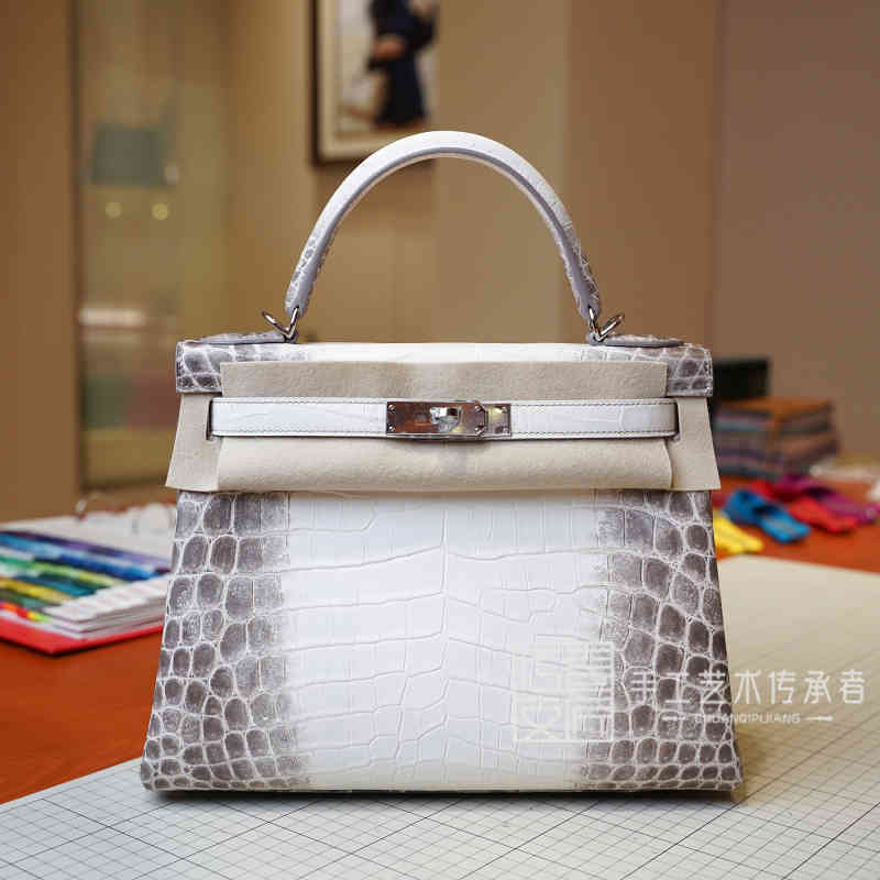 

Himalaya Kely Crocodile Leather 28cm Silver Buckle Single Shoulder Portable Messenger Bag, 25cm silver button